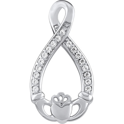 SILVEGO Stříbrný přívěsek Claddagh s Brilliance zirconia JJJ0244PW