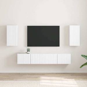 vidaXL TV стенен шкаф 2 бр. Бяло Инженерна дървесина (892270)