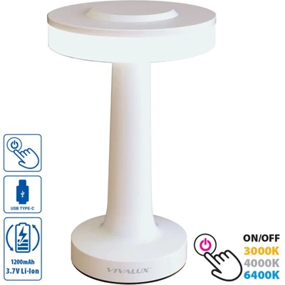 VIVALUX Led НАСТОЛНА ЛАМПА 2w 3000-6400k 100lm БЯЛА vivalux julie (3800234855172)