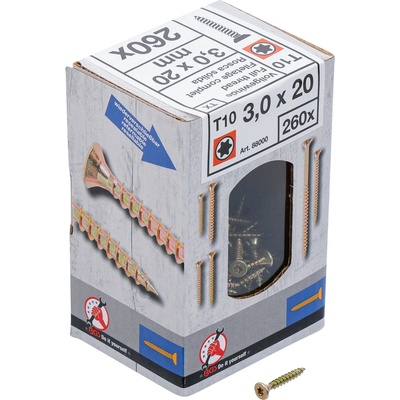Kraftmann 88000 Viacúčelové skrutky T-profil T10 3,0 x 20 mm 260 ks