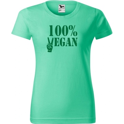 DOBRÝ TRIKO Dámské tričko 100% vegan zelený potisk Mátová