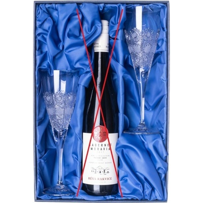 Bohemia Crystal Dárková sada na víno s 2 broušenými sklenicemi brus Klasik 310 ml