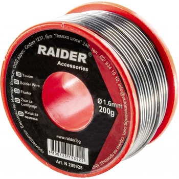 Raider Power Tools Тинол ø1.6mm 200g 60%Sn 40%Pb Raider 209925