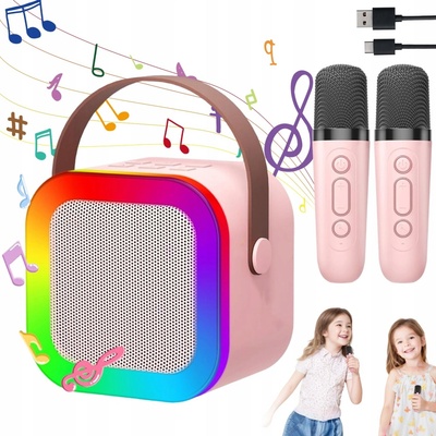 Bezdrátový karaoke set bluetooth reproduktor RGB pro děti + 2 mikrofony – Zbozi.Blesk.cz