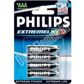 Philips Алкална батерия Philips 1, 5V AAA за моливи ExtremeLife+Ultra 4бр (LR03E4B/10) (LR03E4B/10)