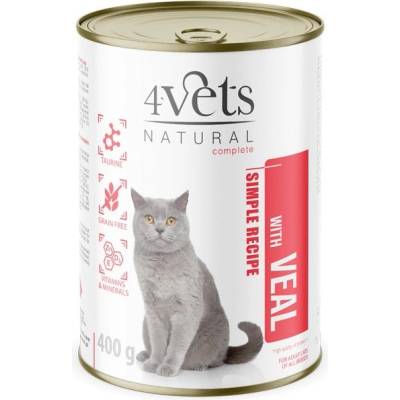 4Vets NATURAL 4Vets Cat Natural Simple Recipe with Veal 400 г