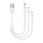 Ttec Кабел Mini Cable Trio 30cm Charge/Sync Type-C, Lightning, Micro USB - Бял