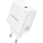 BOROFONE Зарядно устройство Borofone Fuente (BN33) - USB-C порт, PD 40W, EU щепсел, GaN технология - Бял