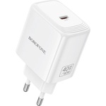 BOROFONE Зарядно устройство Borofone Fuente (BN33) - USB-C порт, PD 40W, EU щепсел, GaN технология - Бял