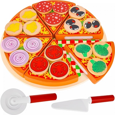 Kruzzel 22471 Detská drevená pizza súprava 27 ks