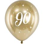 Party Deco Латексови Балони Хром, Злато С Бял Печат 90, 30см - (1 Пакет / 6 Бр. ) (chb14-1-90-019-6)