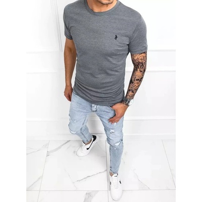 Tričko s výšivkou na hrudi Šedé