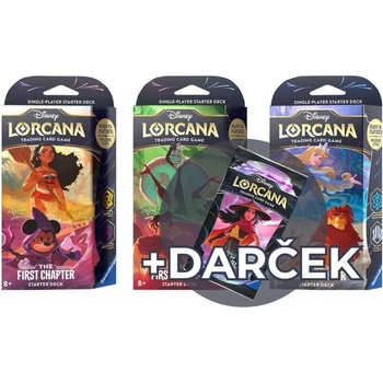 Ravensburger Disney Lorcana: 3x Starter Deck + darček Booster Pack The First Chapter