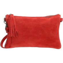 semišová listová kabelka s príveskom Ginger červená