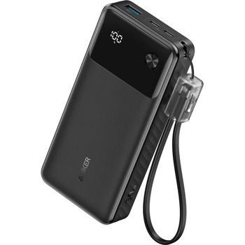 Anker Anker PowerCore 20000 mAh външна батерия, 30W, 2xUSB-C, 1xUSB-A, вграден USB-C кабел, черен (A1384G11)