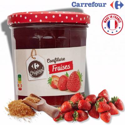 Carrefour Džem z jahod se třtinovým cukrem 370 g