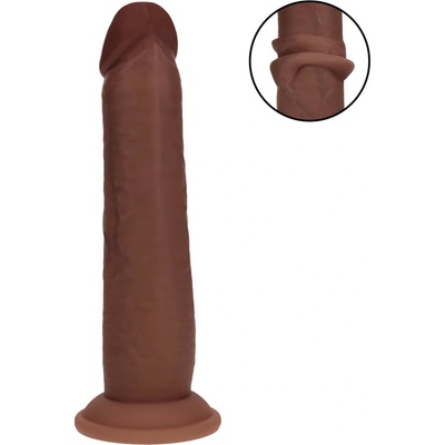 RealRock realistické dildo s dvojitou hustotou hnědé 20,5 cm