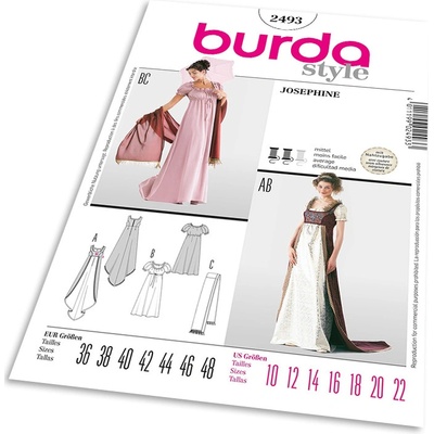 Střih Burda 2493 - Empírové šaty, šál – Zboží Dáma