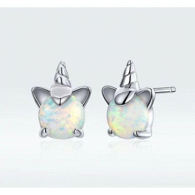 Prošperk stříbrné náušnice peckyduhový jednorožec S3391