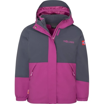 TROLLKIDS Детско 3-в-1 яке Trollkids Kid's Kjerak 3in1 Jacket 3-in-1 jacket - Graphite / Fresh Berry - размер 164 (EU) (703-4004-0920)