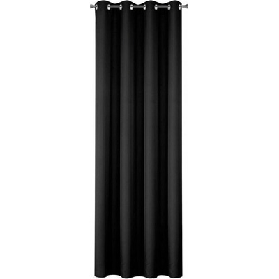Mybesthome EASY TOP dekorační závěs s kroužky 140 × 250 cm, černý, 1 ks
