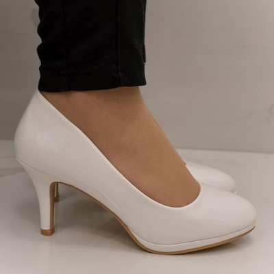 Dámske lakované lodičky PAULA biele