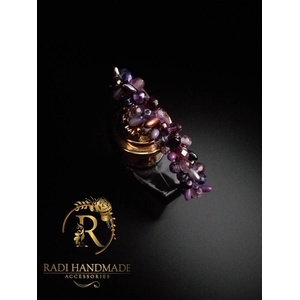 Radi handmade Ластичка с лилави перли и кристали (520)