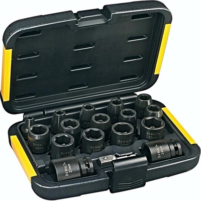 DeWALT DT7506 1/2" sada rázových hlavic (9-27 mm) + adaptér 1/4" na 1/2" – Zboží Mobilmania