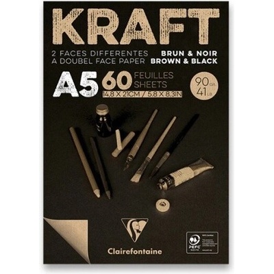 Clairefontaine Blok Brown & Black Kraft A5 60 listov 90 g