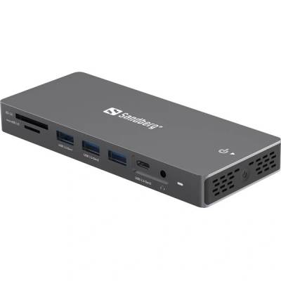 Sandberg 136-61 докинг станция Жичен USB 3.2 Gen 1 (3.1 Gen 1) Type-C Сив (136-61)
