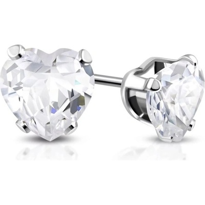 Prosperk ocelové náušnice srdíčka čiré krystaly S0570