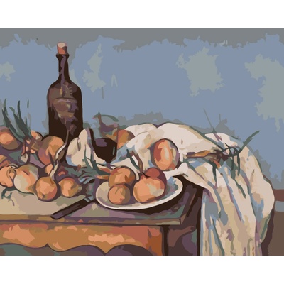ZUTY Malování podle čísel - CIBULE A LÁHEV (P. CÉZANNE) Rozměr: 80 x 100 cm, Rámování: bez rámu a bez vypnutí plátna