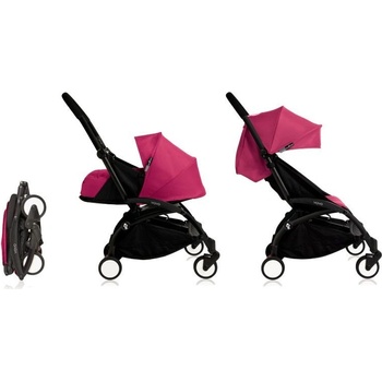 BABYZEN YOYO+ Černý rám + Novorozenecký balíček s textilním setem Pink 2017