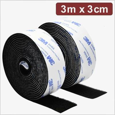 Quadrios 24CA321 pásek se suchým zipem, lepicí, háčková a flaušová část, (d x š) 3 m x 3 cm, černá, 3 m