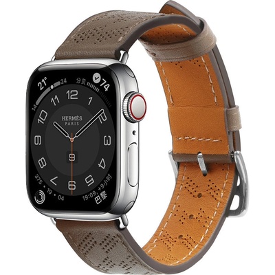 HQWear Кожена каишка HQWear Strap Leather за Apple Watch SE, 8, 7, 6, 5, 4, 3, 2, 1 (41, 40, 38 mm), тъмнокафява (9145576276266)