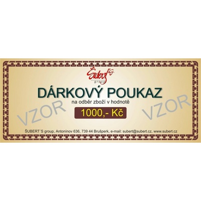 Dárkový poukaz na odběr zboží v hodnotě 1000 Kč