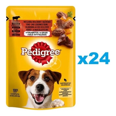 Pedigree Adult s hovädzím a pečeňou v želé 24 x 100 g