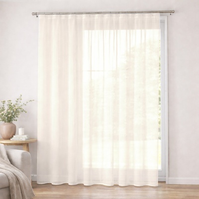 Hladký ecru voál s olůvkem - 300 cm bez obšití 300