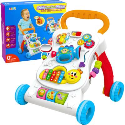 LeanToys Chodítko s odstrkovačem vzdělávací interaktivní hudební panel 3 v 1 zvuky