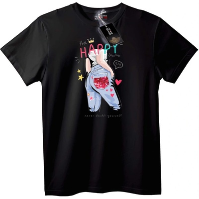 NOONEBRAND Тениска Щастлив Мечтател - XS, Black