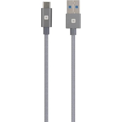 Кабел Skross, USB-A - USB-C, Метална оплетка, 1.20 м, Сив (SKCA0012A-C120CN)