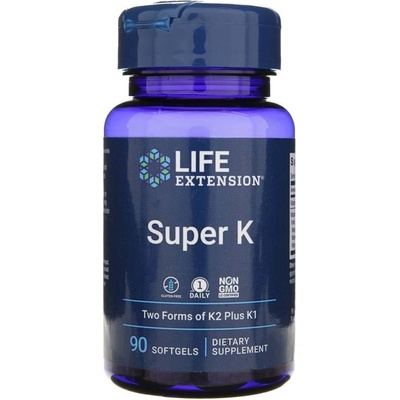 Life Extension Super K Vitamin K1 K2 MK-4 and MK-7 90 softgel kapsúl