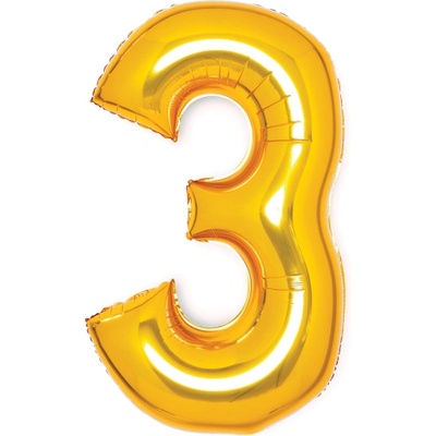 Amscan Балон от фолио цифра 3 златен 66 см