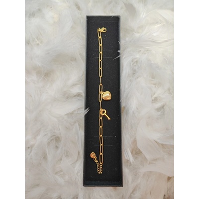 Gella 3.21NAR náramok na ruku dámsky zlatý so srdiečkom a klúčikom