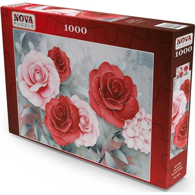 Пъзел Nova puzzle от 1000 части - Розови и червени рози (NOVA41150)
