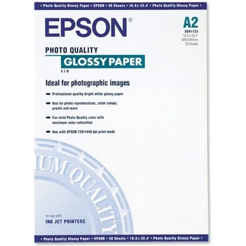 Epson Фотохартия Epson Photo Quality Glossy Paper, A2, гланцирана, 20 листа (41123)