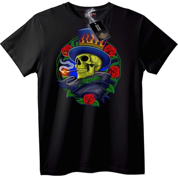 NOONEBRAND Тениска Горящ Skull и рози - M, White