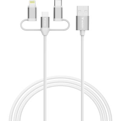 Verbatim Sync & Charge Cable 3-in-1 USB-A to Micro-B/USB-C/Lightning 18W 100cm - White (32394)