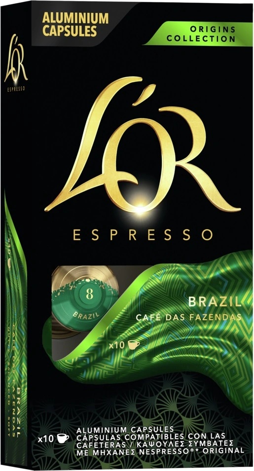 L'OR Espresso Бразилия печено мляно кафе на капсули 10 бр 52гр