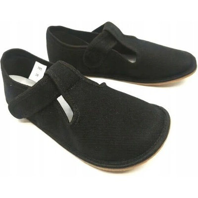 EF barefoot detské papuče na suchý zips čierne